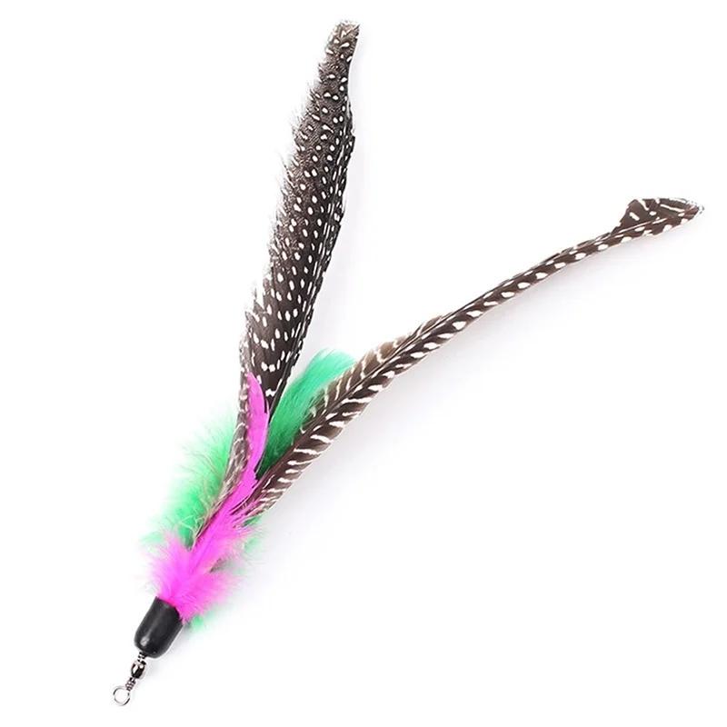 4pcs/Lot Toys Pearl Bird-Style Wire Feather Replacement Head For Cat Teaser Suitable Household Playing With Pet Cats Supplies