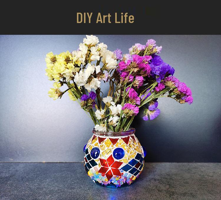 Handgemachtes DIY Glasmosaik Kerzenhalter Vase - Kreatives Eltern-Kind-Lernspielzeug, Perfekt für Geburtstagsgeschenke