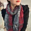 Tie Dye Gradient Cotton Linen Scarf Vintage Retro Pleated Printed Scarf Luxury Brand Designer Long Shawl Wrap For Autumn Winter