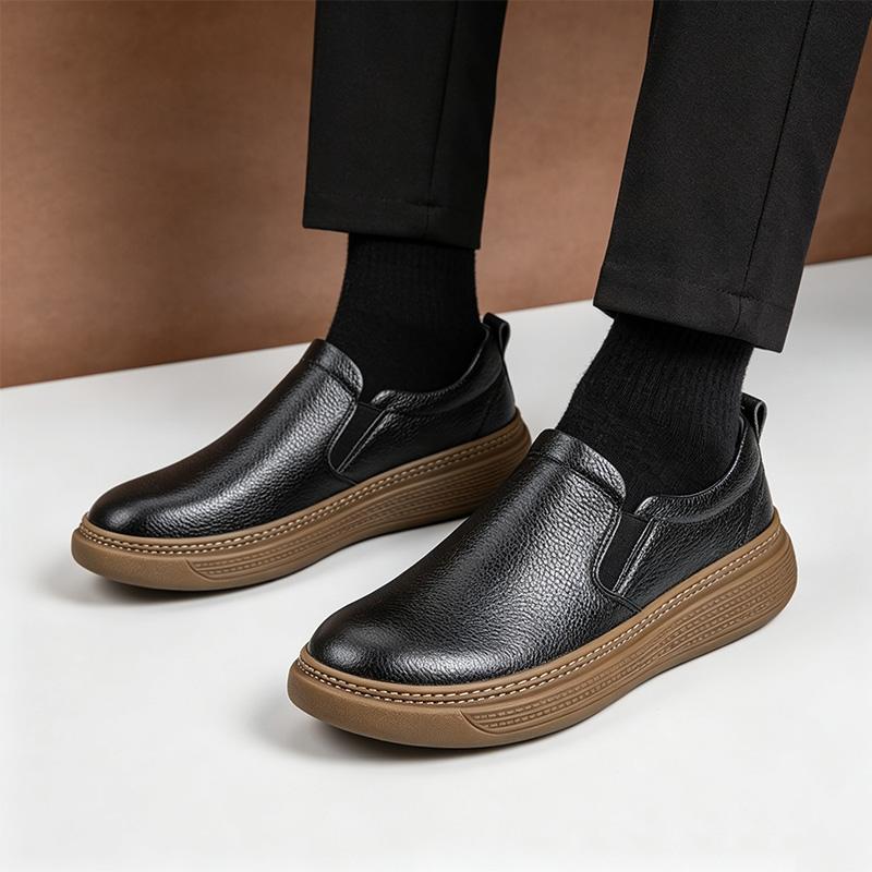 

100% Genuine Leather Shoes Men Loafers Flat Non-slip Cowhide Slip-on Soft Comfortable Mens Casual Driving Shoes Fashion Brand Male Footwear 45 чорний
