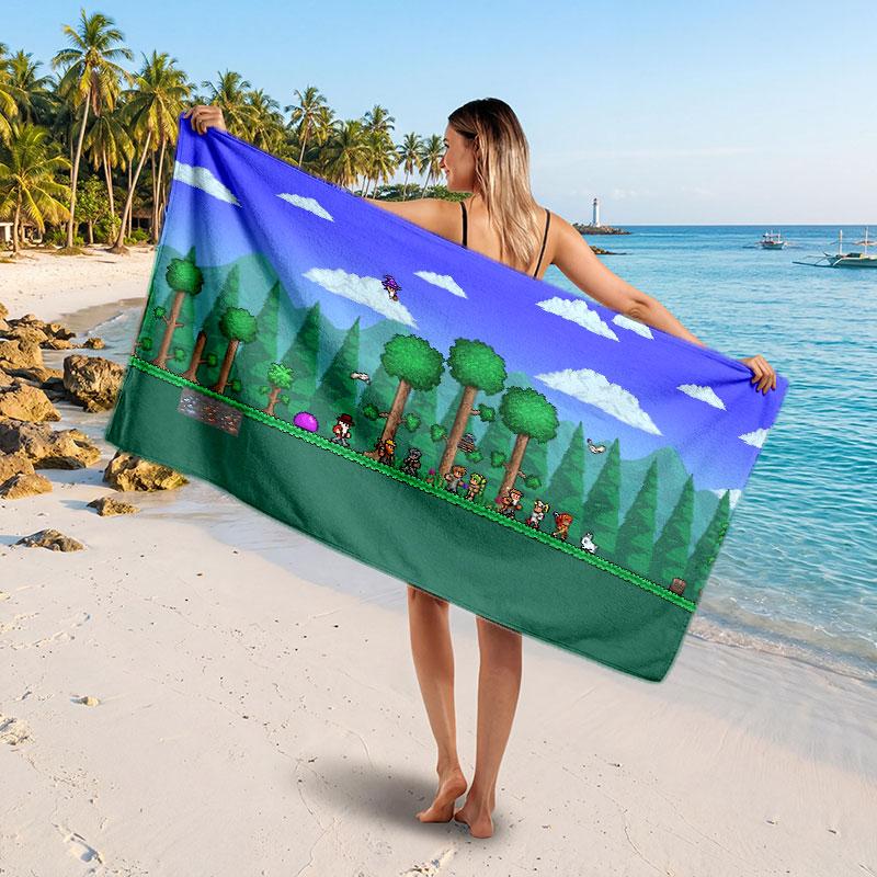 Large Beach TowelTerraria Soft Absorbent Towel Beach Bath Home Use