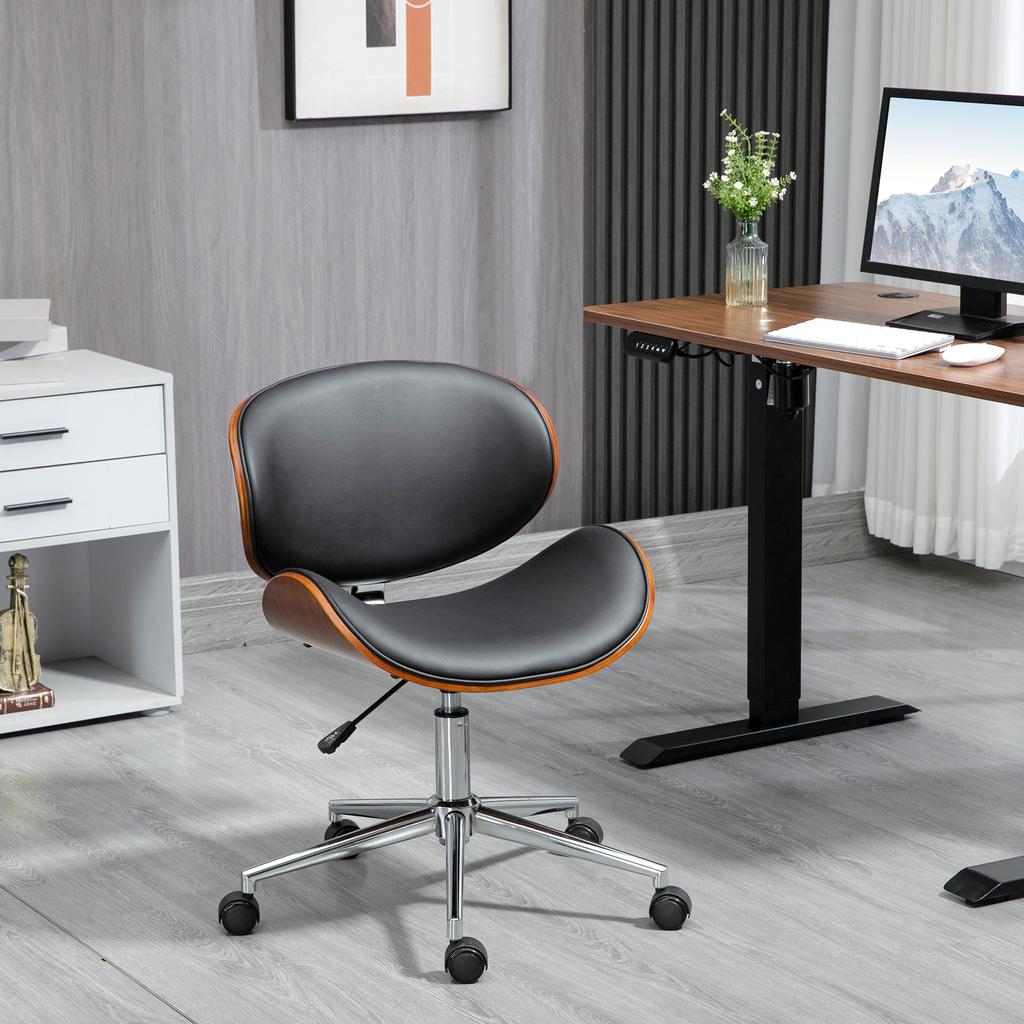 Vintage Design Office Chair Adjustable Height 360 Degree Swivel Poplar Wood Synthetic Coating 53 X 53 X 77 87 Cm
