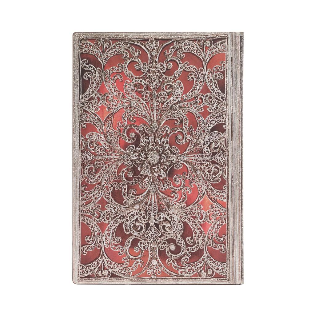 Paperblanks Flexis Mini A6 Softcover Garnet Silver Floral Notebook, Pattern, Ruled, FB9405-0