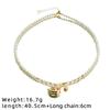 GLSEEVO Natural Freshwater Pearl Pink Rocking Horse Necklace for Women Birthday Gift Pink Crystal Beads Choker Dainty Jewelry