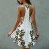 Elegant Sexy Vest Skirt Sleeveless Short Skirt Printed Flower Casual Dress For Women S-xxl