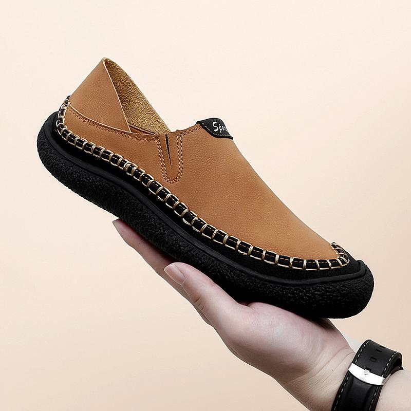 

Горячие Мужские Кожаные Повседневные Легкие Туфли для Отдыха на Открытом Воздухе Удобные Высококачественные Модные Мягкие Классические Нескользящие Балетки 38 коричневый