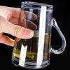 450ml Glass Coffee Cups with Lids and Straws Clear Glass Water Bottles with Handle for Iced Coffee Beer Juice Smoothie Cup
