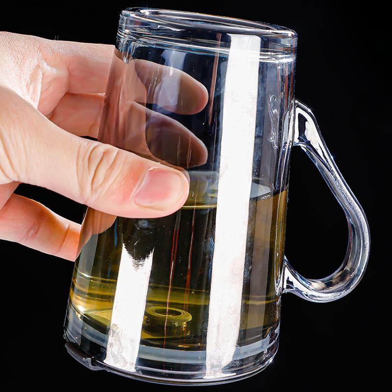 450ml Glass Coffee Cups with Lids and Straws Clear Glass Water Bottles with Handle for Iced Coffee Beer Juice Smoothie Cup