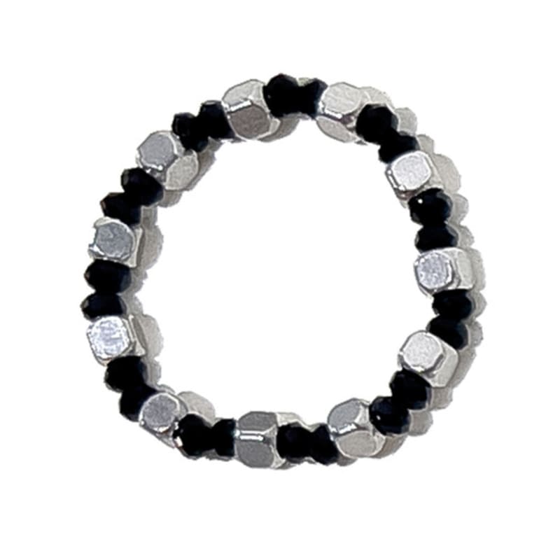 S SY [3SET] Aztec beads rings black