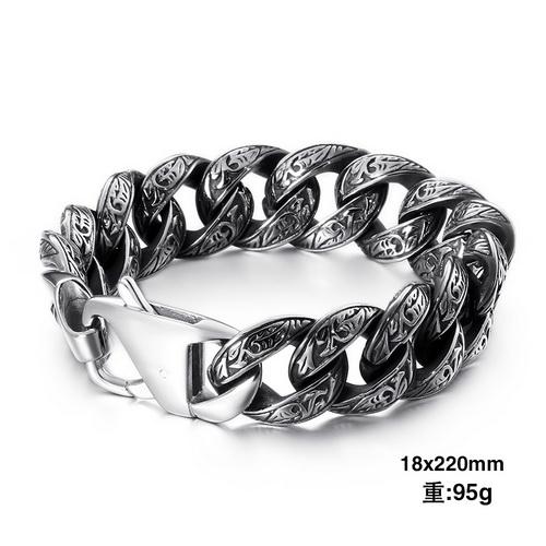 Kalen Vintage Black Men Stainless Steel Bracelet Cuban Link Chain Punk Wristband Bracelets Fashion Jewelry