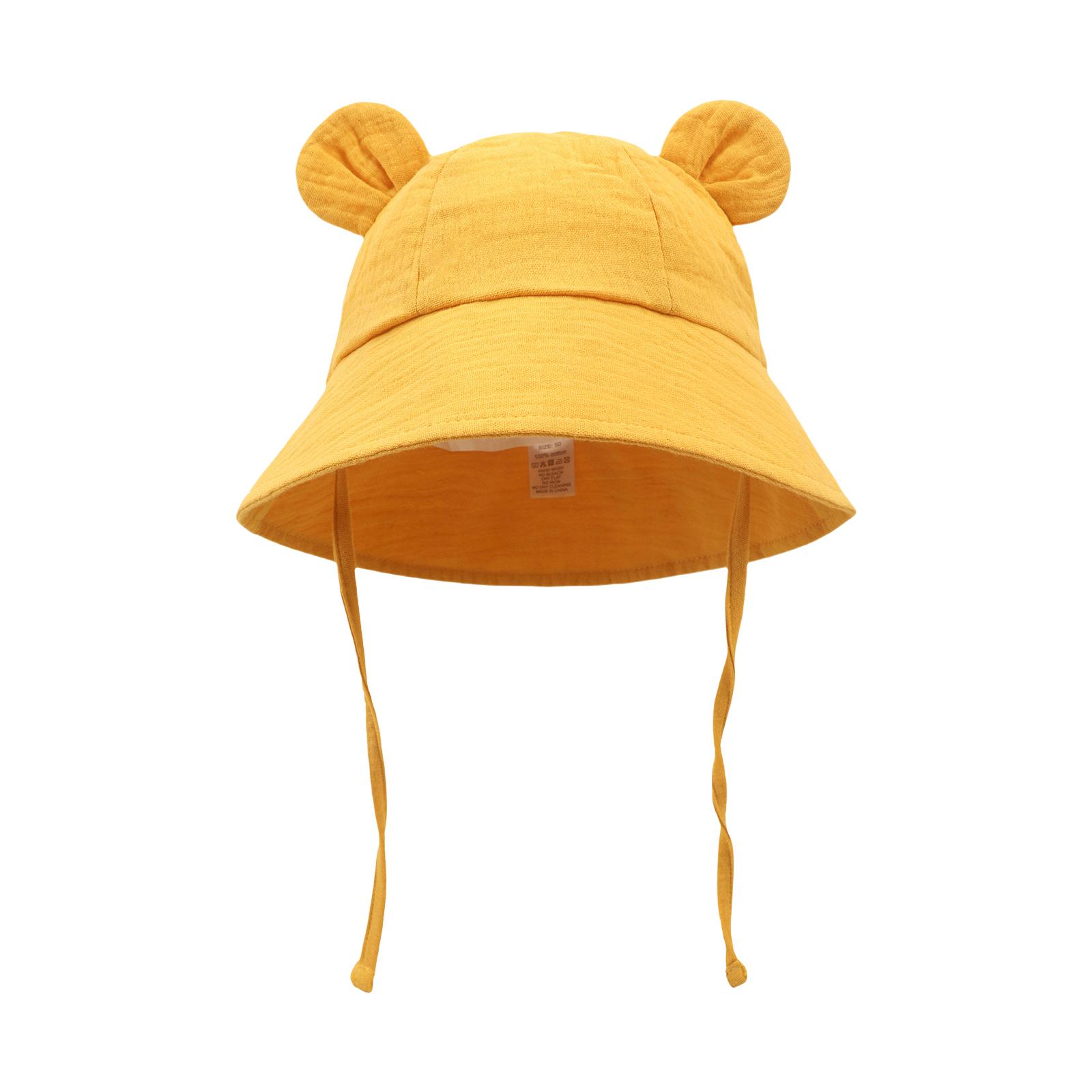 

Бавовняна шапка для раковини Літня шапка для немовлят М який дитячий капелюх від сонця Панама для дітей Дівчата Хлопчики Капелюх-відро Дитячий головний убір S жовтий