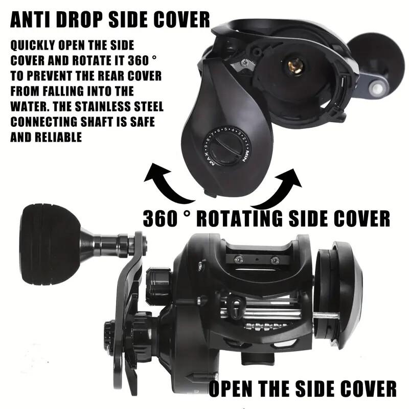 Baitcaster Fishing Reel, 300 Size Baitcasting Reel, 17kg Max Drag, Freshwater & Saltwater Low Profile Casting Reel for Musky,