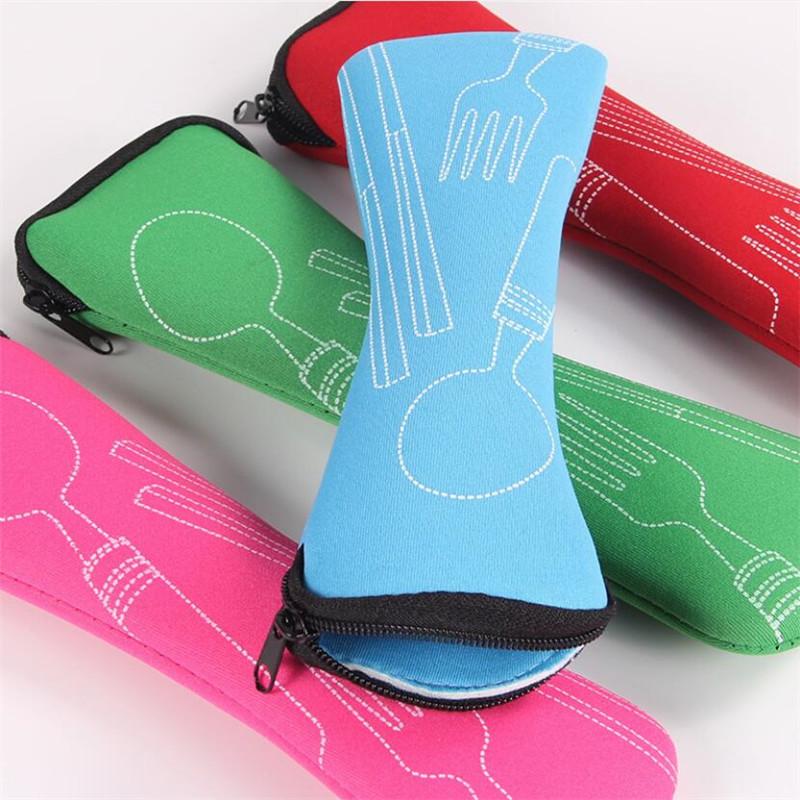Tableware Box Portable Flip Cover Type Cutlery Case Kitchen Students Household Utensils Dinnerware Bag Dinner Pouch with Zipper