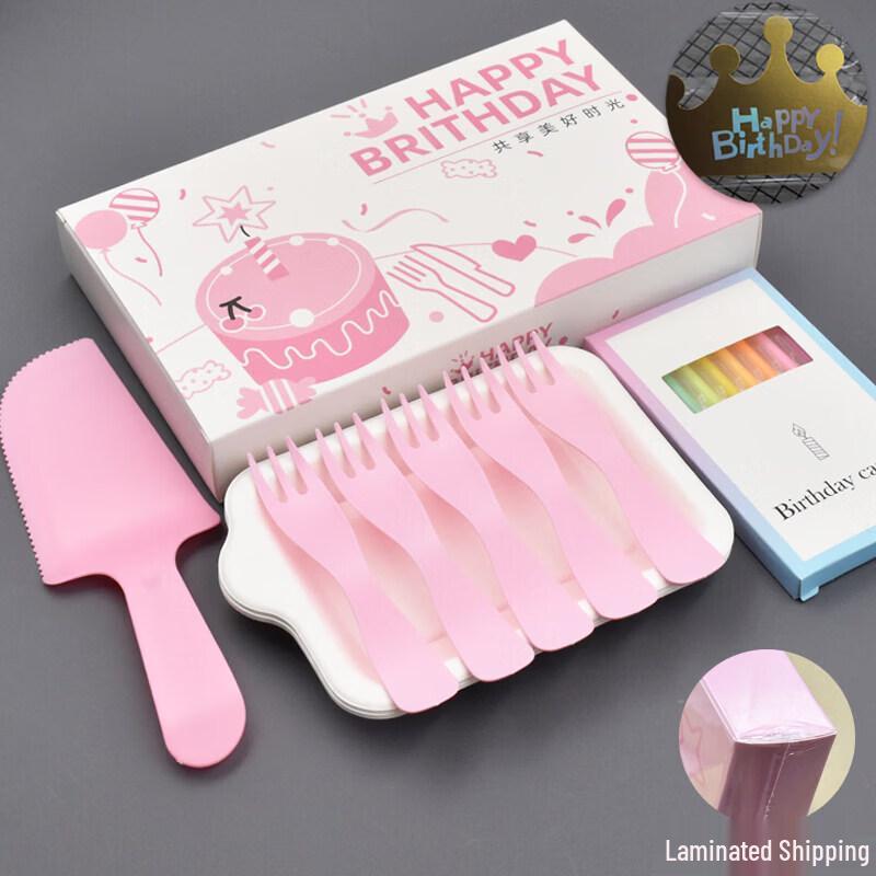 

Disposable Birthday Plastic Tableware Set with Candles