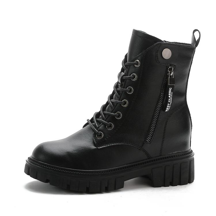 Vnitřní zvýšení Martin boots dámské jarní nové krátké boty s tlustou podrážkou krátké kožené boty s tlustým podpatkem britský styl boty dámské