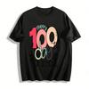 Happy 100th Day of School Cute Graphic Print Kids Short Sleeve Tee Pure Cotton T-shirt