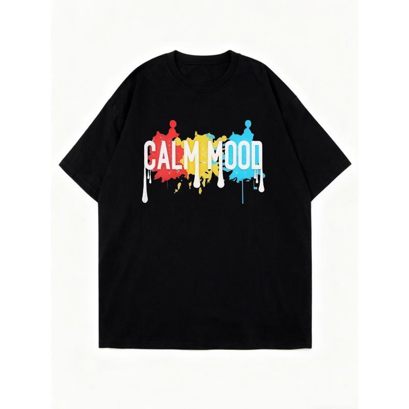 Calm Mood Oversized T Shirt Black Colorful Paint Splash Print For Casual Wear