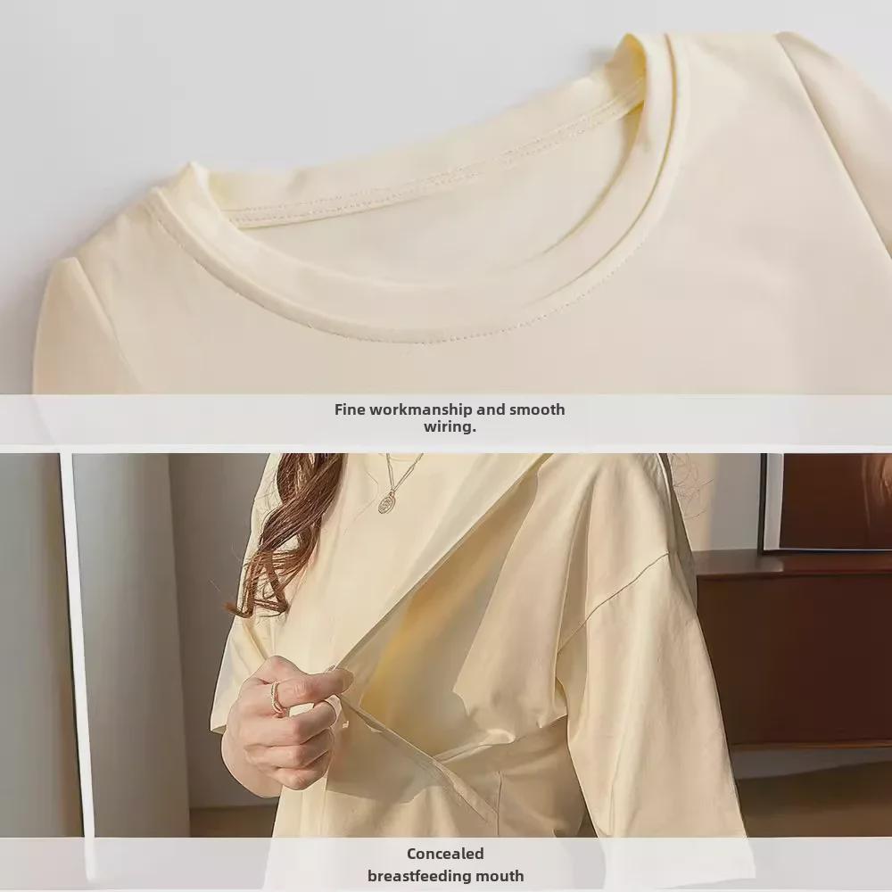 Maternity Summer Nursing Tee: Stylish & Comfortable Short-Sleeve Breastfeeding Top