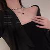 Double-layer stacked black diamond-encrusted necklace, new simple and light luxury collarbone chain, neck chain.