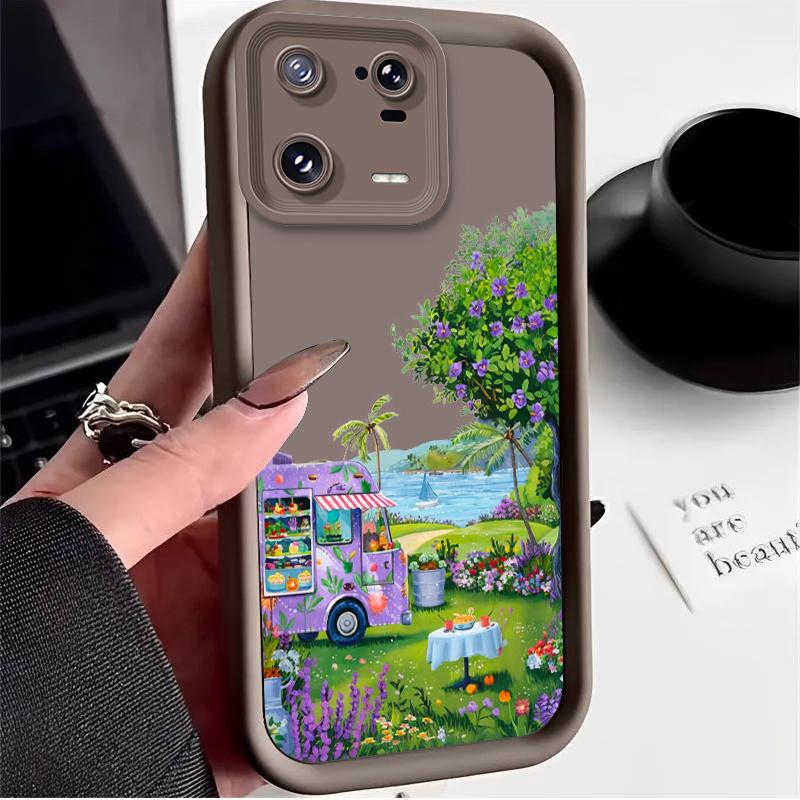 

Flower Dessert Truck Case for Xiaomi Mi 15 14 14T 13 13T 12 11 11T Lite POCO X7 X6 5G X5 X3 NFC F6 F5 M7 M6 Pro 4G Cover Funda POCO M6 4G