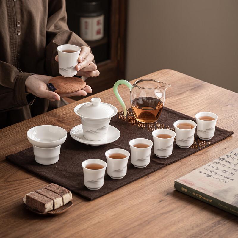 DARUNYAO White Porcelain Mutton Fat Jade Kung Fu Tea Set