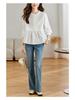 2025 Women's Pure Cotton Striped Long Sleeve Round Neck Shirt – Comfortable, Breathable, Versatile Casual Classic