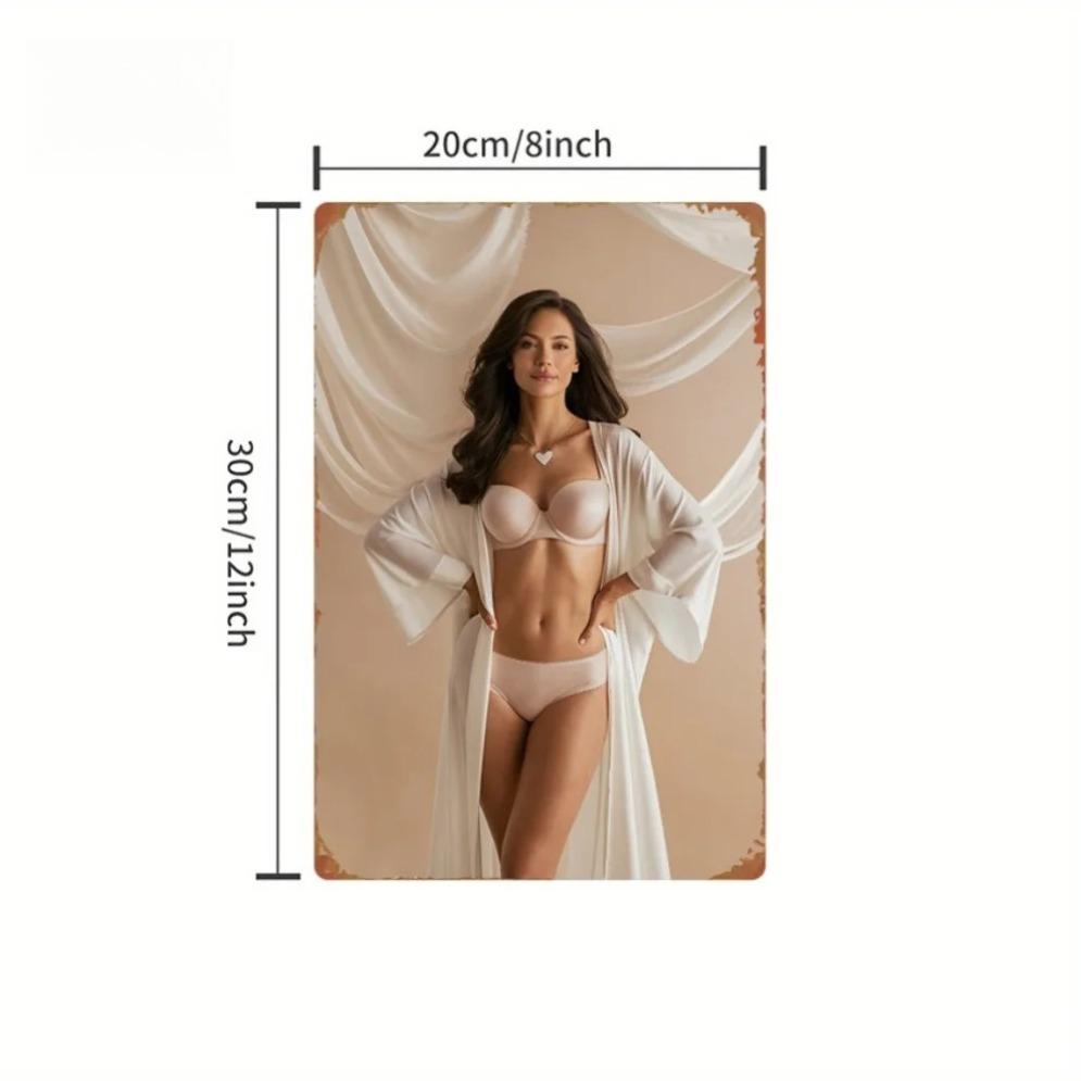 

Vintage Lingerie Model Tin Sign 8x12 Inch Retro Wall Art for Living Room Gaming Room Home Decor 20x30cm（7.8x11.8inch）