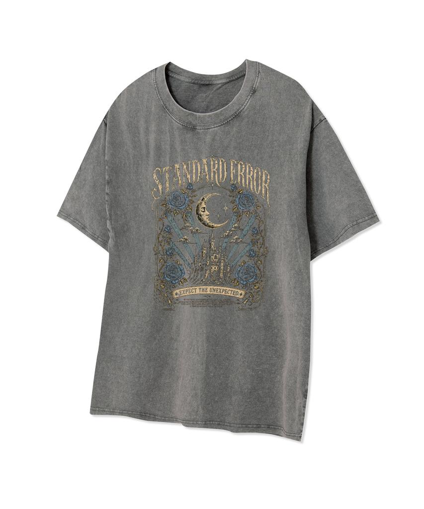 STANDARDERROR 87-Stan338 Vintage Moon Castle Pigment Short Sleeve T-Shirt (3 Colors)