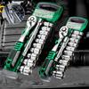 Drive Socket Set 1/4"-3/8"-1/2", Sockets with Quick-Release Ratchet Wrench, Compact Sockets for Car Repair, Mechanic Tool