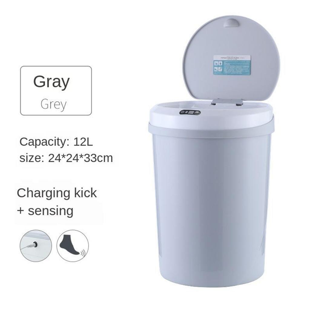 12L Touchless Automatic Sensor Trash Can with Lid, USB Dustbin for Baby Room Bathroom Kitchen Hotel