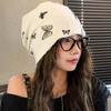 Autumn Winter Warm Bonnet Girls Elastic Skull Caps Korean Baggy Beanie Hats Hip Hop Streetwear Butterfly Pullover Hat