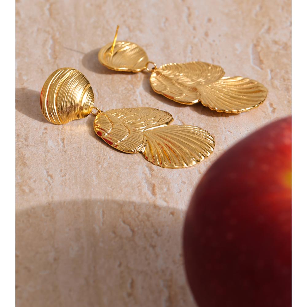 Eetit Ocean Style Stainless Steel Metal Shell Drop Dangle Earrings Summer Beach Popular Golden Statement Jewelry Prevent Allergy