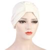 Turbante de algodón y lino para mujer, turbante trenzado para mujer, turbante musulmán, gorro químico, tocado indio