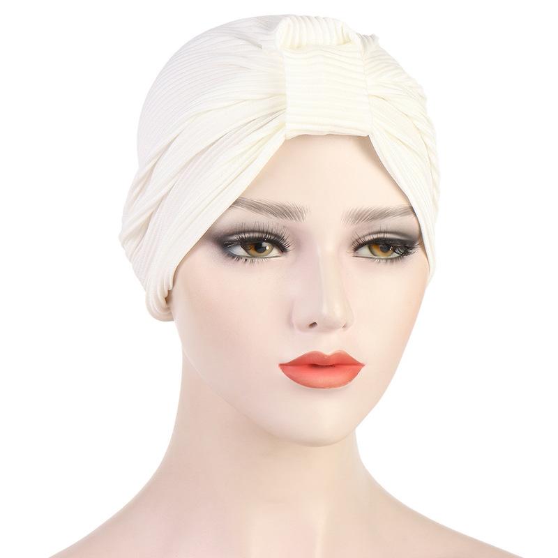 Turbante de algodón y lino para mujer, turbante trenzado para mujer, turbante musulmán, gorro químico, tocado indio