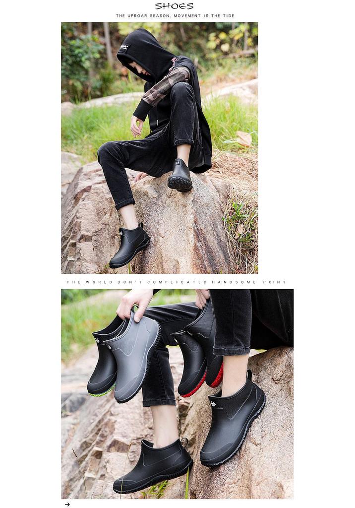 Korean Style Waterproof Short Rain Boots – Versatile Outdoor Footwear for Men & Women