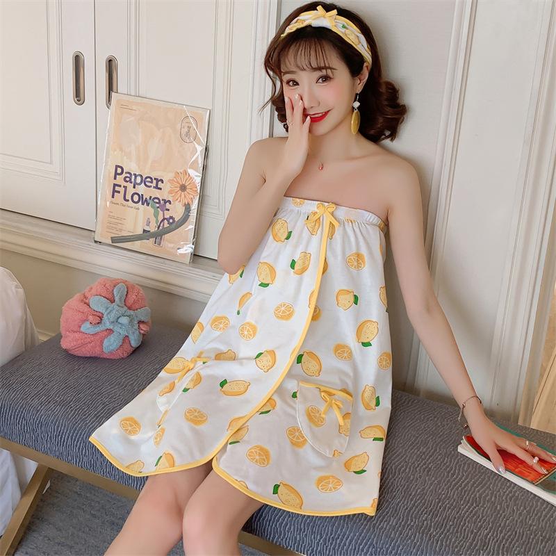 Letnia piżama damska: Codzienny, Wygodny Ręcznik Bandeau i Szlafrok Kąpielowy do Sauny