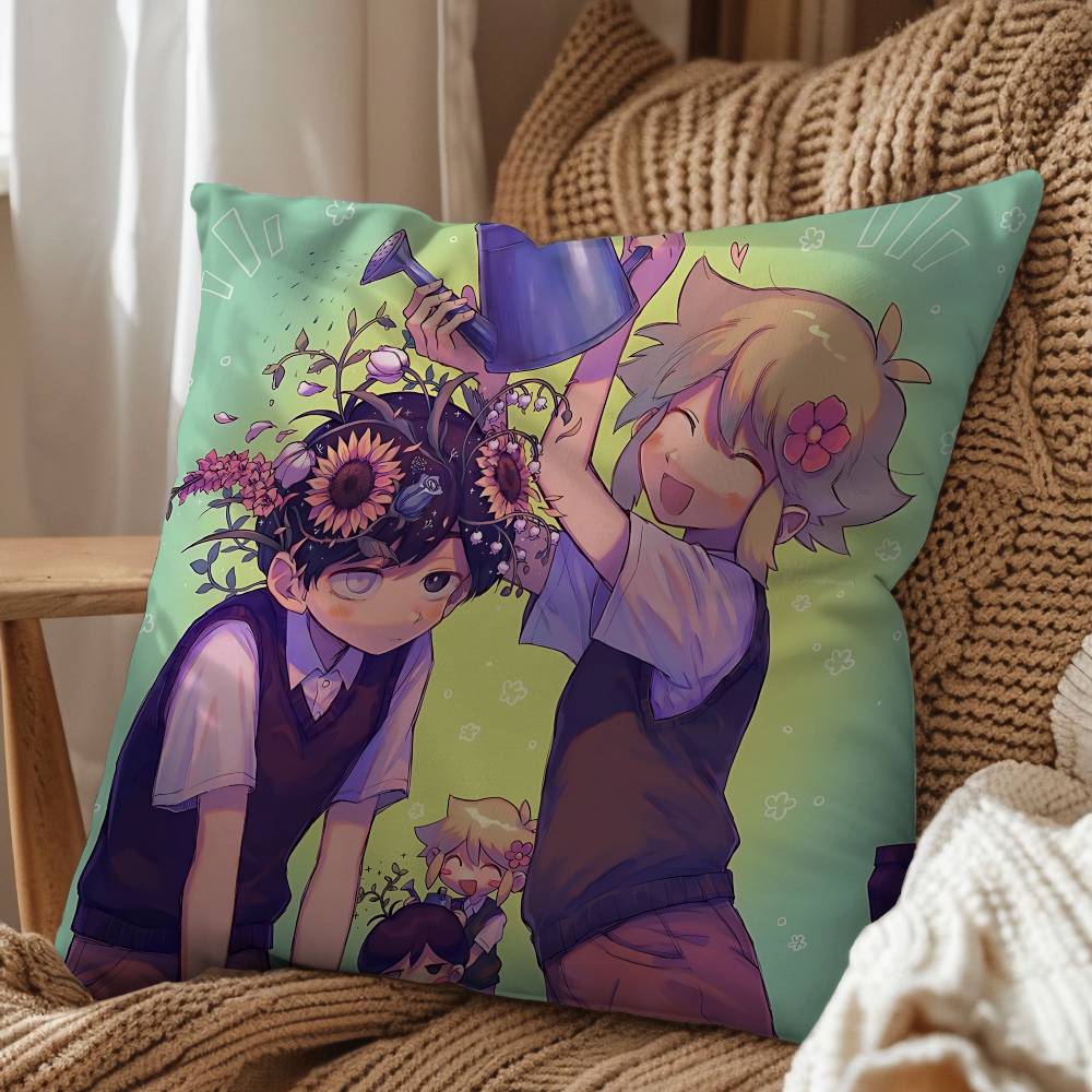 Series Mari game Basil Omori Game Pillow Case Antidustmite Pillowcase Invisible zipper silky short plush Sofa cushion cover