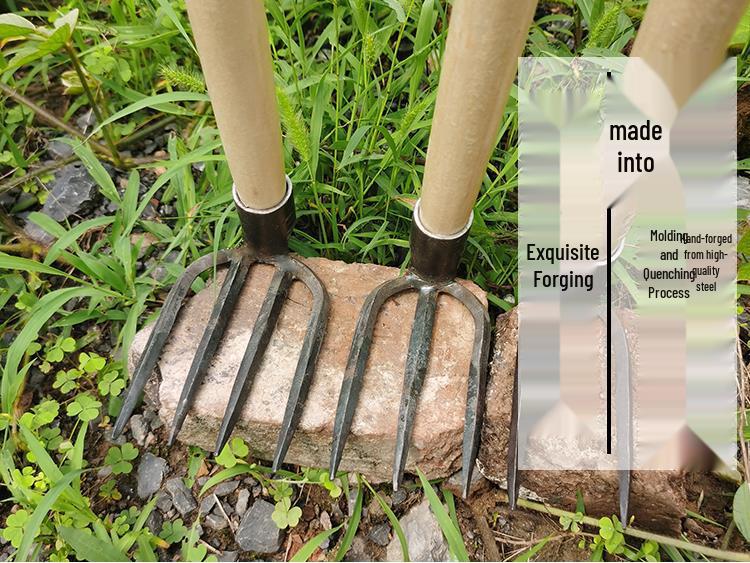 Forged Steel Three-Tine/Four-Tine Garden Rake for Loosening and Turning Soil