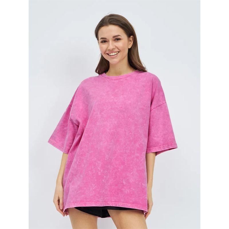 European and American Fashion Retro Distressed Washed Short sleeve Medium Length T-shirt Women Oversize Tee T Shirt Women