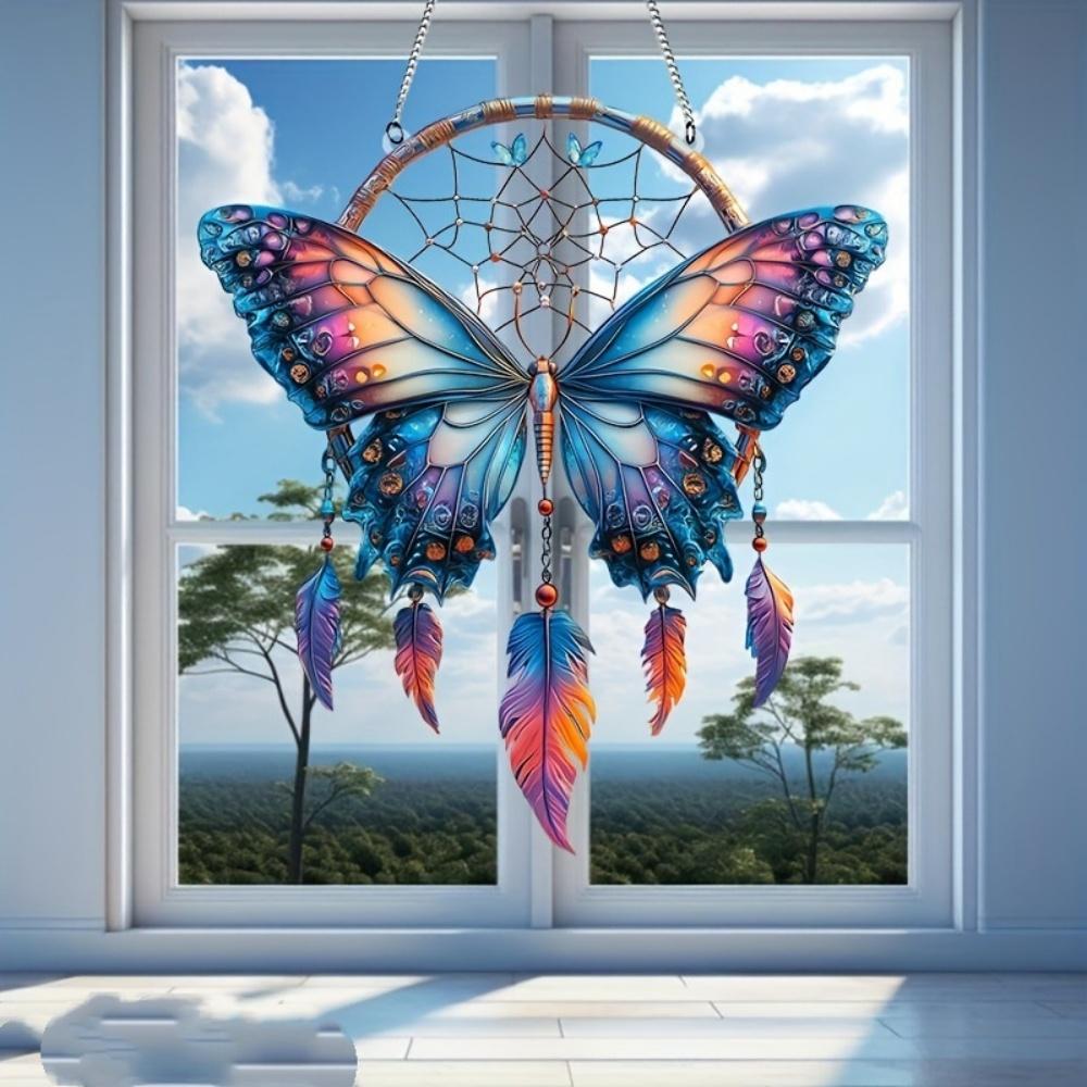1PCS Acrylic Dream Pendant Catcher Hanging Ornament Waterproof Design Home Decor Butterfly Hummingbird Art Gift Idea Decoration