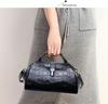 Retro Crocodile Grain Genuine Leather Doctor Bag - Large Capacity High-End Women's Handbag & Shoulder Bag