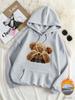 Women's eye-covering teddy bear print hooded sweater autumn and winter velvet loose oversize women's hoodie