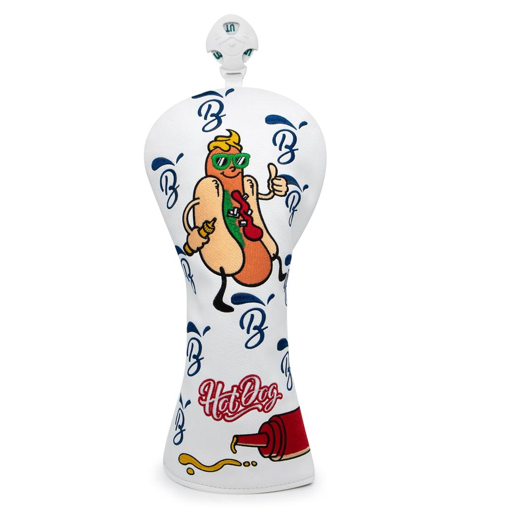 Golf Club Headcovers Hot Dog Embroidery Overflowing Wood Covers for Fairway Hybrid with Number Tags Putter Cover with Magnetic Closure Blade Putter