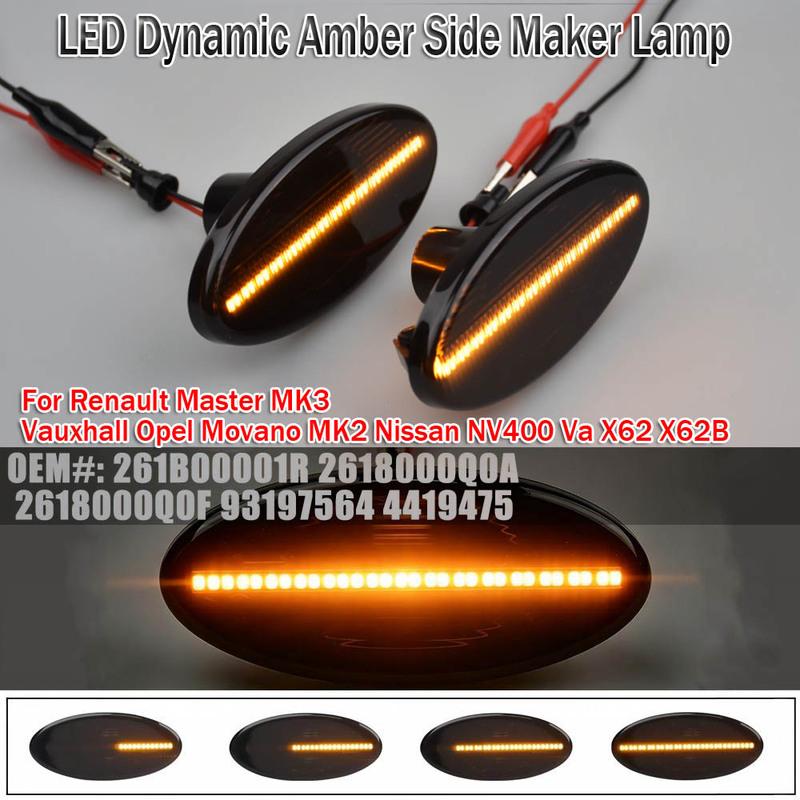 For 10+ Renault Master III Nissan NV400 Opel Movano B MK2 Amber LED Side Indicator Dynamic Turn Signal Repeater Light