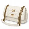 Women's Quilted Shoulder Bag Elegant PU Leather Flap Handbag with Gold Chain Strap Small Crossbody Purse