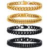 European & American Stainless Steel Cuban-Figaro Men's Bracelet Set - Gold Titanium