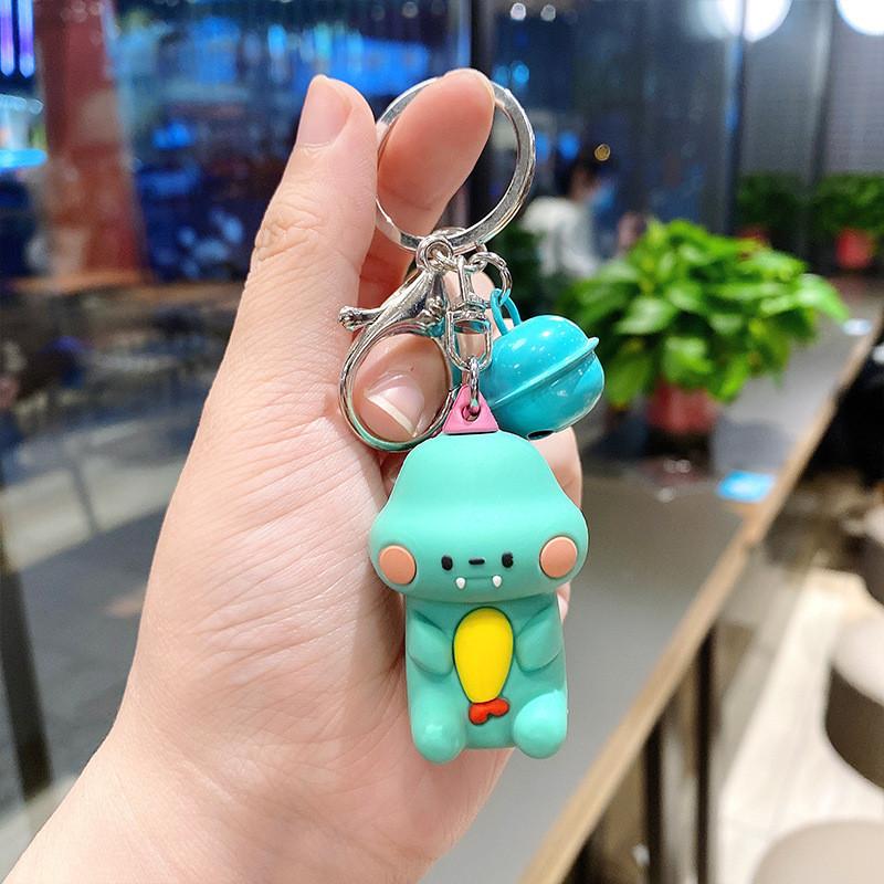 Adorable Silicone Keychain With Cute Dinosaur Cartoon Design For Bags And Keys