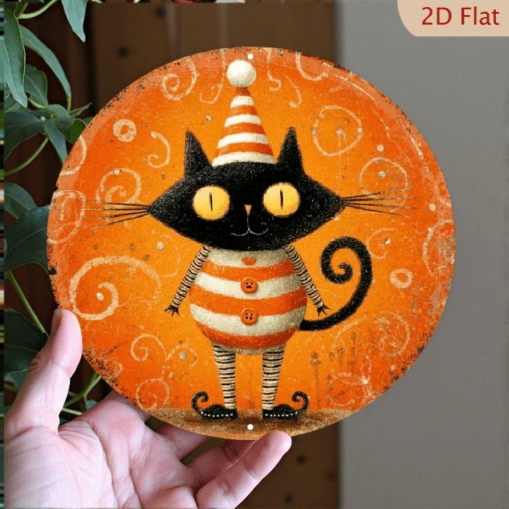 Metal Cat Wall Decor Tin Sign Gift For Friend 15x30cm Vintage Home Art