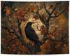 Halloween Gothic Tapestry, Halloween Black Raven Tapestry Wall Hanging, Dark Academia Halloween Black Crow Wall Art Blanket for