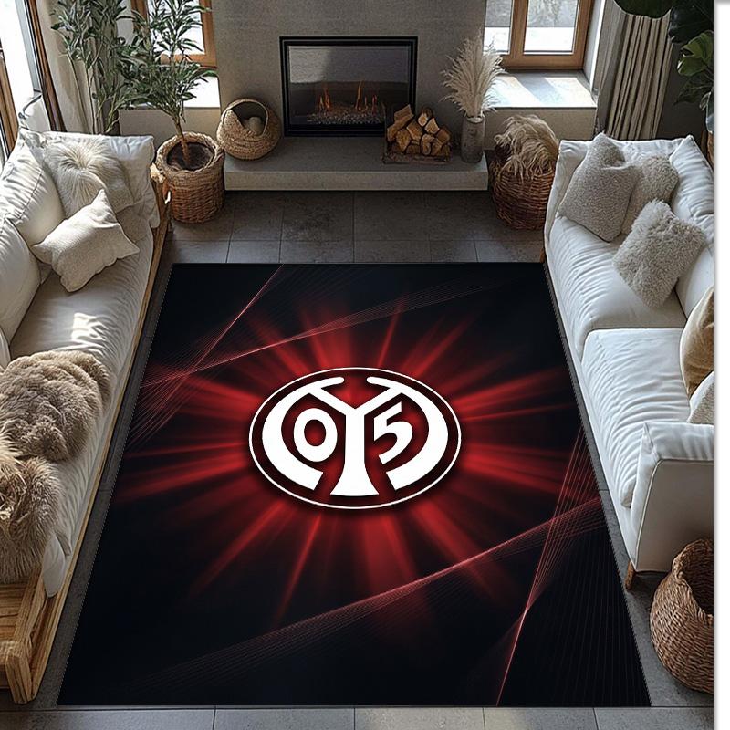 Mainz FC Soccer Football Pattern Soft Area Rug Non Slip Indoor Floor Carpet Sports Decor Mat for Bedroom